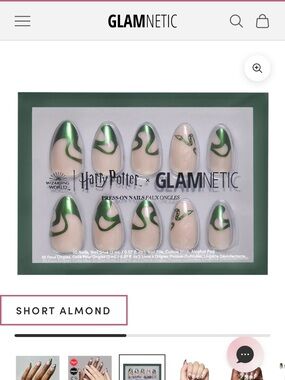 GLAMnetic x Harry Potter Short Almond Press-On Nails - Green Swirl